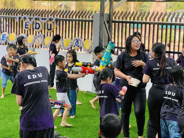 Students celebrating the Myanmar Water Festival, photo 3