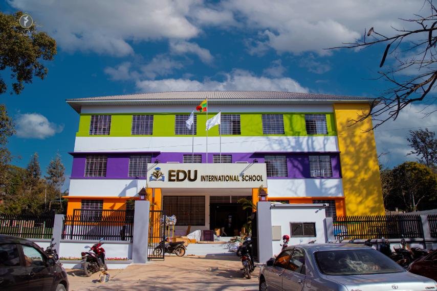 The colourful EDU International School building
